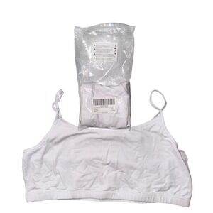 Comfneat Women's 2 Pack Cotton Spandex Sports Bra‎ White Lt Blue Size Small new